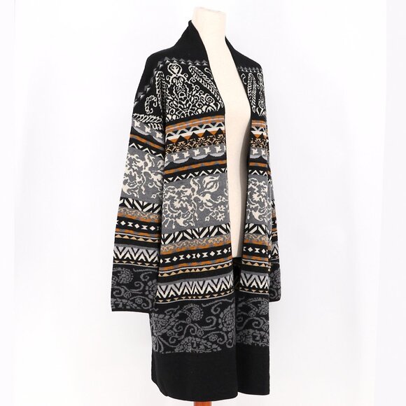 FUZZI Nordique Cardigan Wool Geometric Jacquard Multicolor Print Size M - Picture 2 of 8